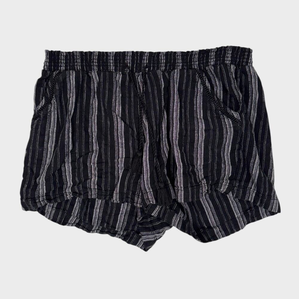 Briggs Womens Size XXL Shorts Linen Rayon Blend Black Stripe